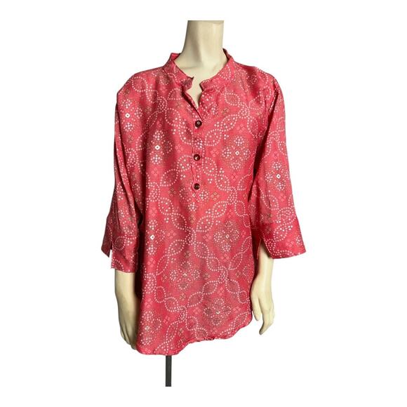 Handmade Tunic Blouse Shirt Womens L / XL Button Down Boho Indie Hippie - Picture 1 of 9